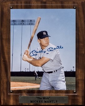 Mickey Mantle Signed 8x10 Photo in Plaque Display (JSA)